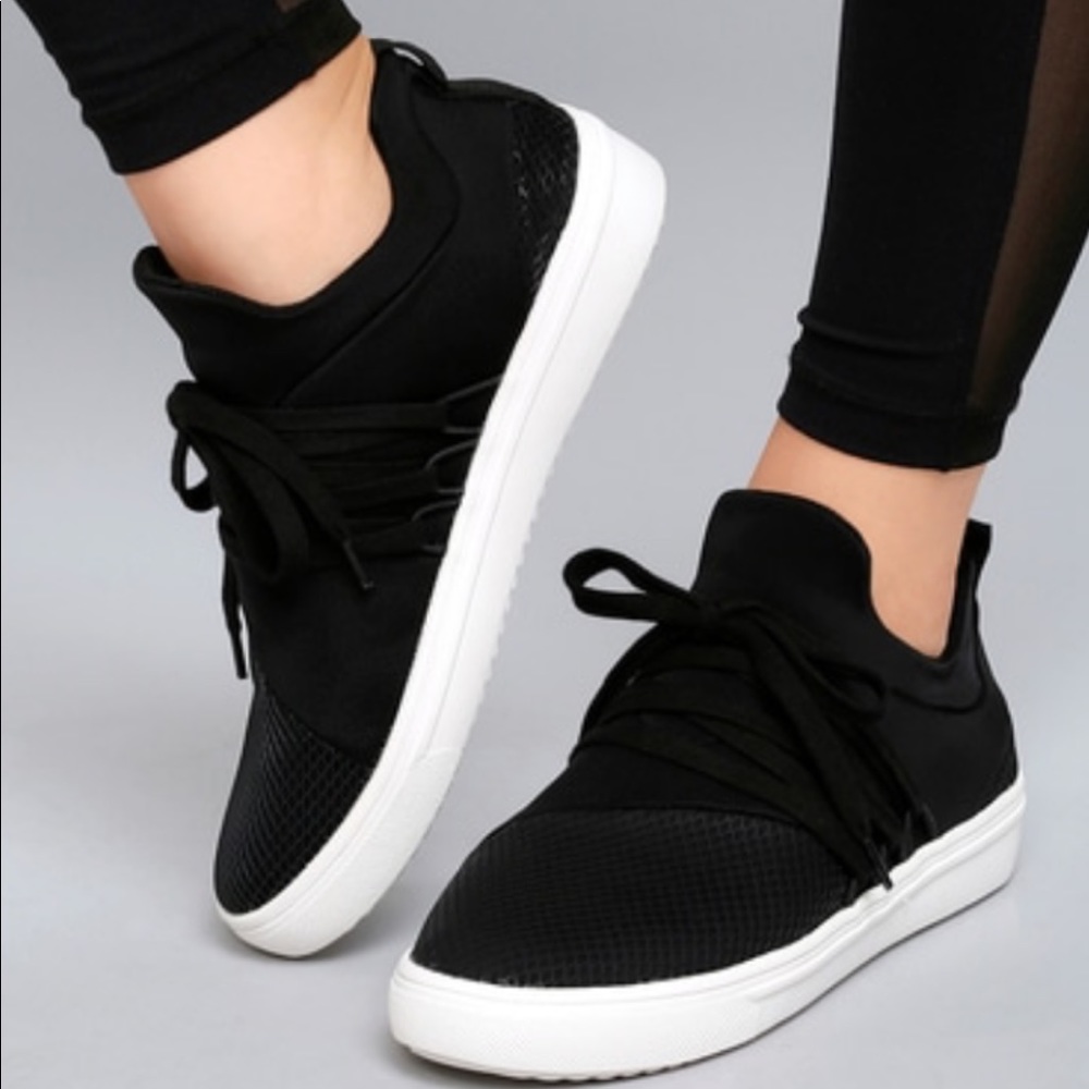 Steve Madden “Lancer” Black Fishnet Sneakers